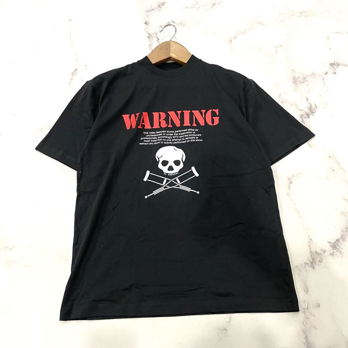 L ○ 都会のカジュアルウェア '高品質' JACKASS ジャッカス 半袖 コットン100% クルーネック Tシャツ メンズ トップス 古着 ブラック