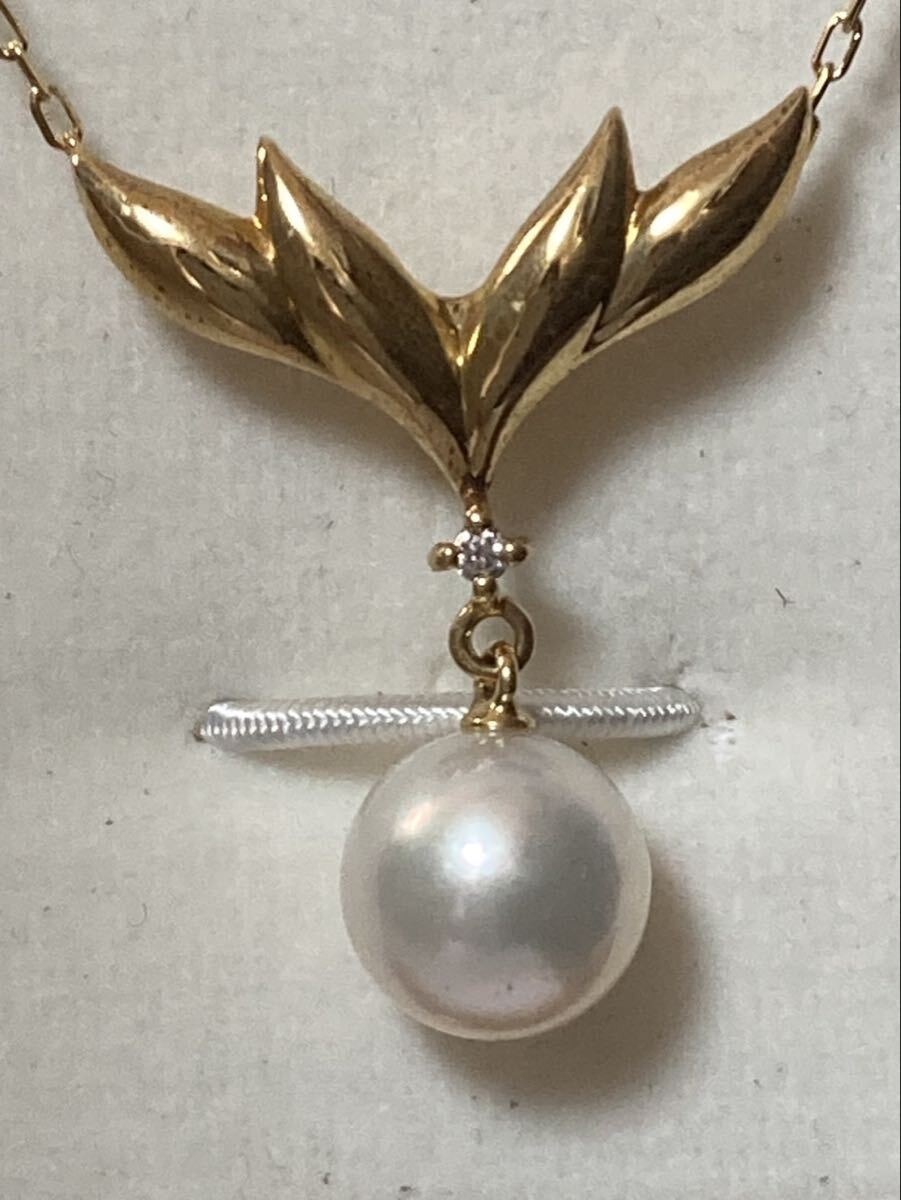 M【5E74】 MIKIMOTO ミキモト パールネックレス K18 箱付き 保証書 アコヤ真珠ペンダント アクセサリー