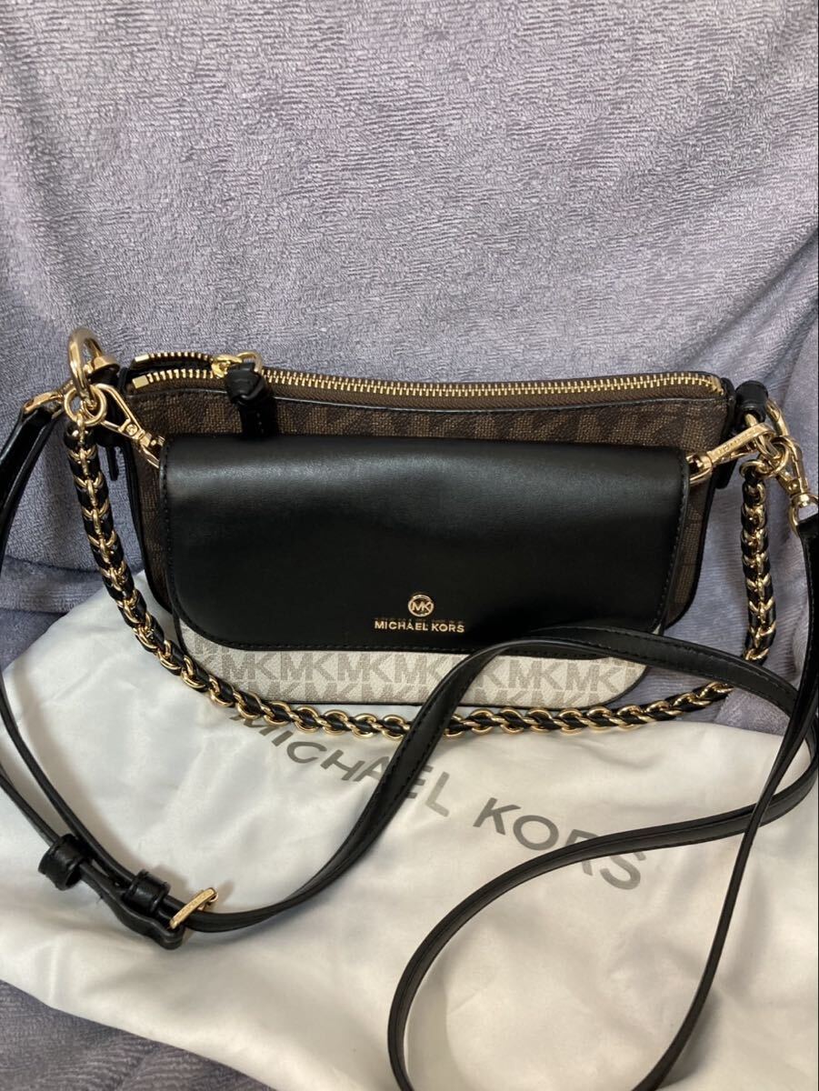 M【12e88】 マイケルコース クロスボディ ミディアム 2WAY ショルダー バッグ MICHAEL KORS ショルダーバッグ ブラウン チェーン