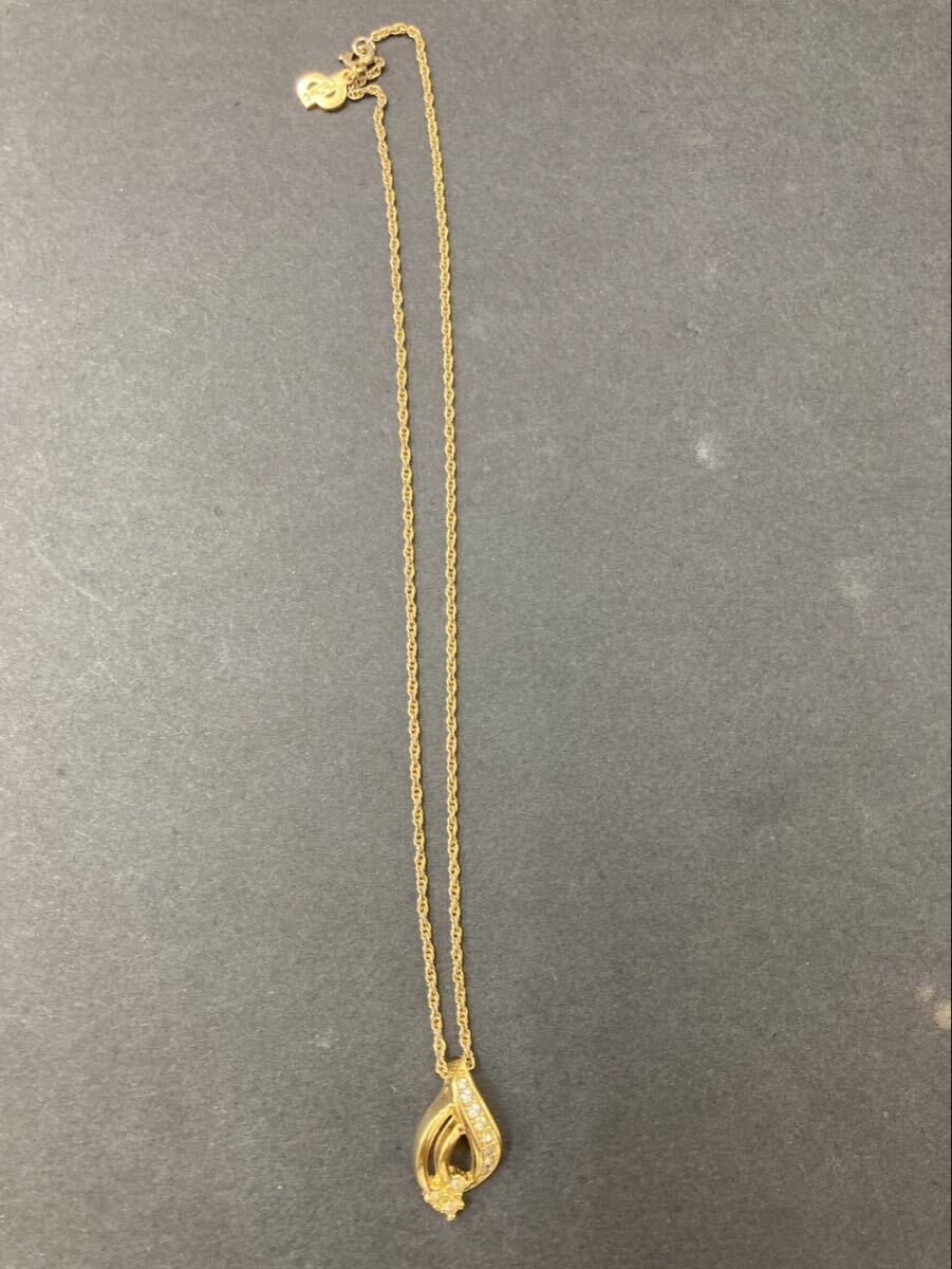 S【8E2】 美品 Christian Dior クリスチャン ディオール ラインストーン ネックレス アクセサリー クリスチャンディオール ゴールドカラー