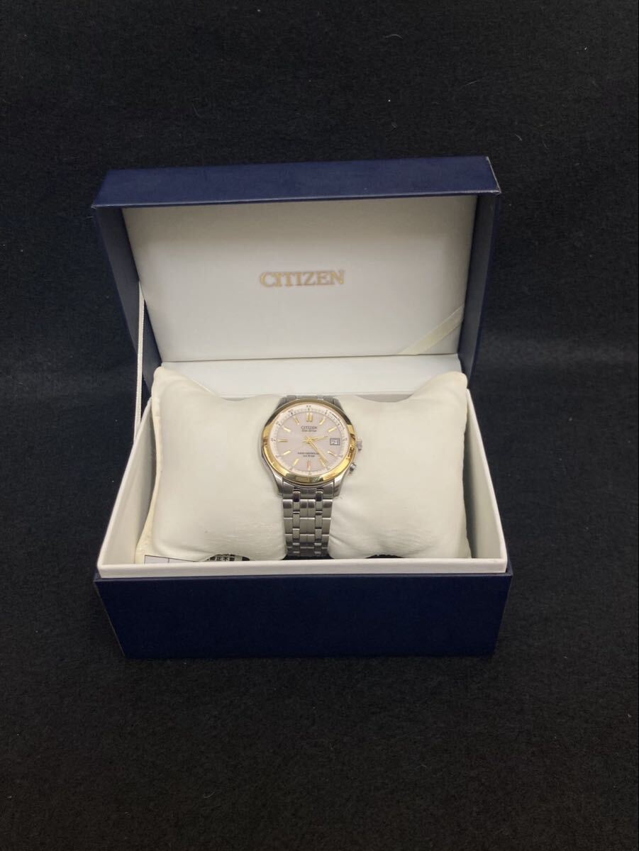 S【8E21】CITIZEN シチズン エコドライブ 文字盤 ゴールド FRD59-2393 ソーラー 電波時計 箱 付属品有 動作未確認 電波ソーラー Eco-Drive