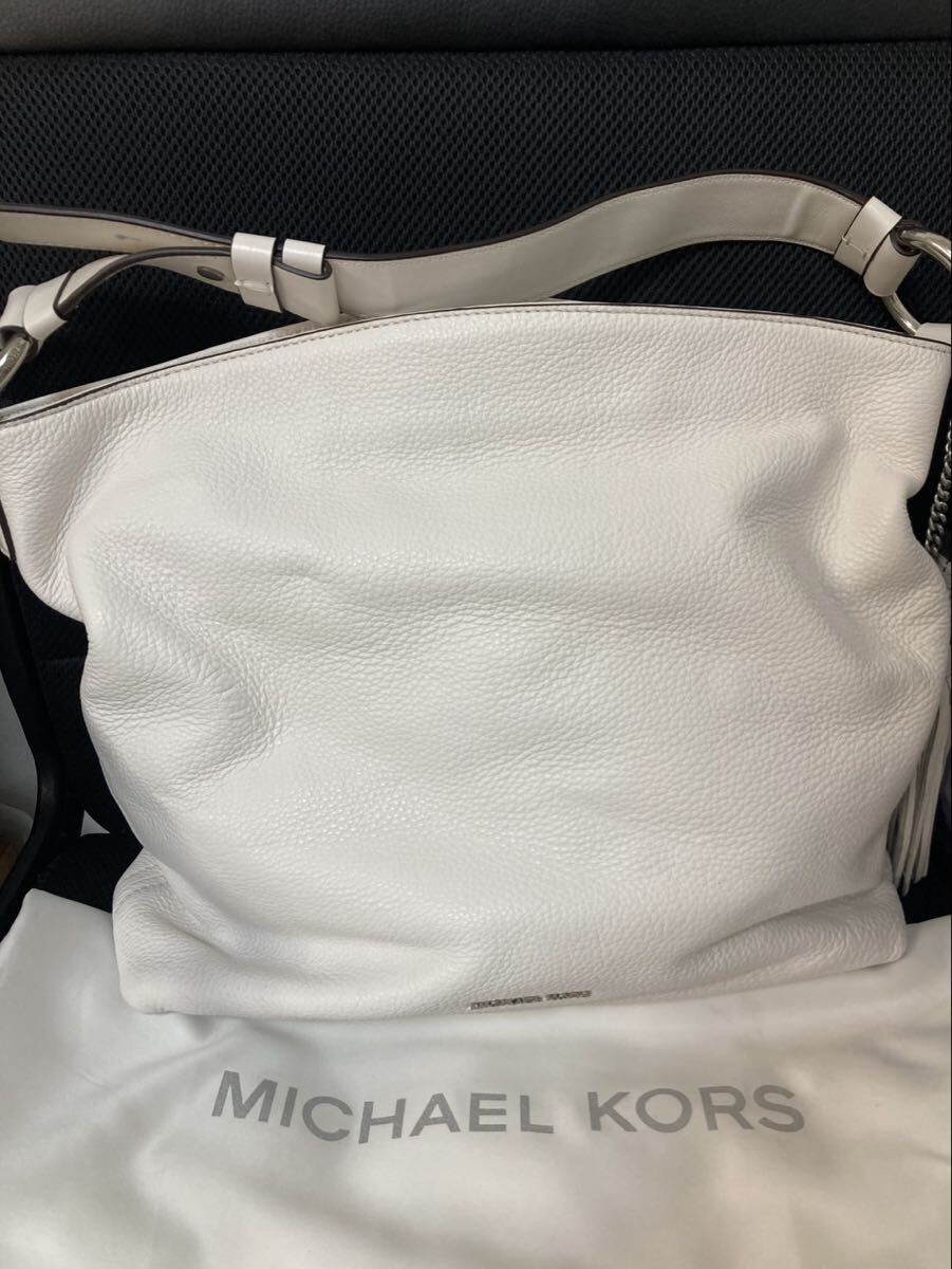 M【12e86】 未使用 美品 マイケルコース バッグ トート ハンドバッグ 白 ホワイト MICHAEL KORS レザー ホワイト系