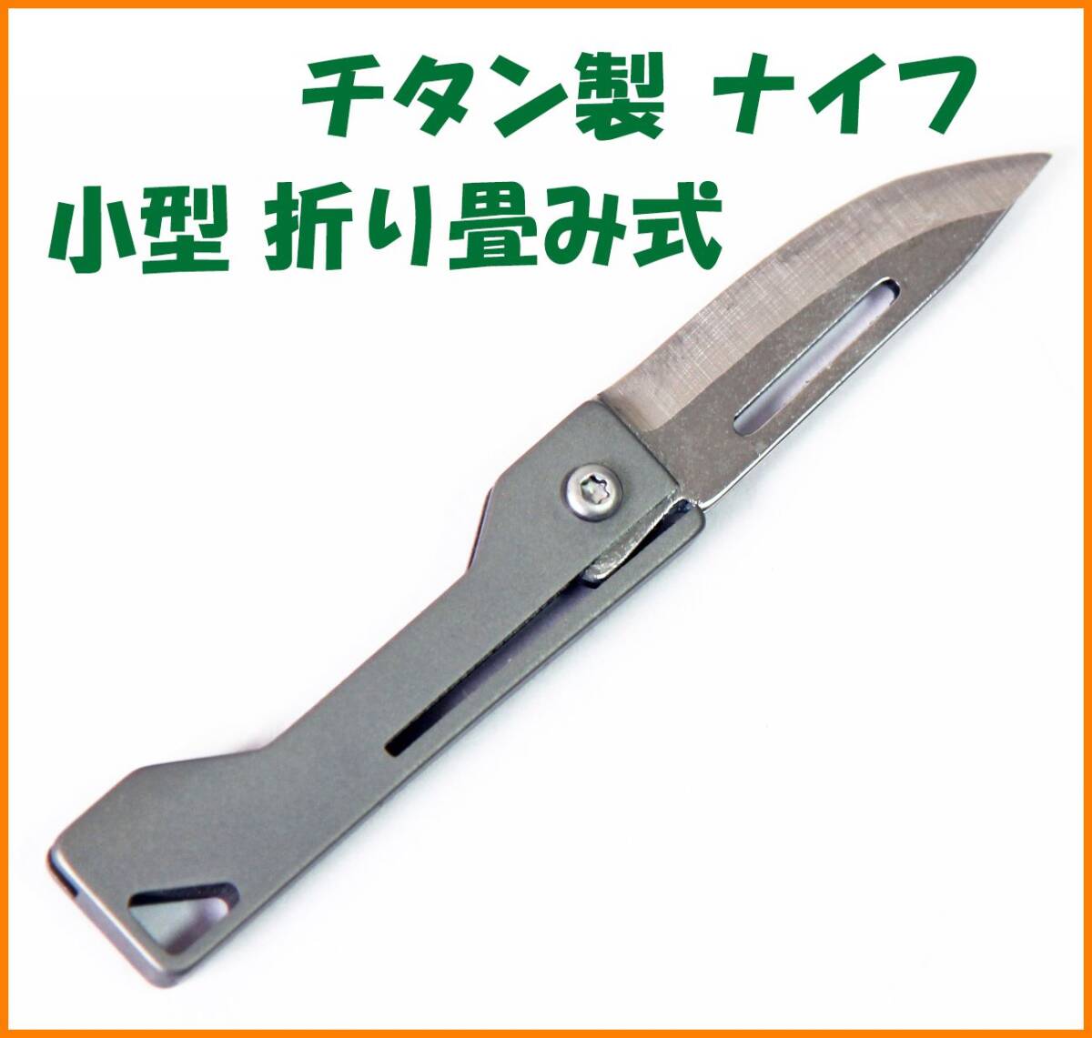 【送料無料・未使用】チタン製 ナイフ（小型 折り畳み式）★熊よけ チタン好き マニアに