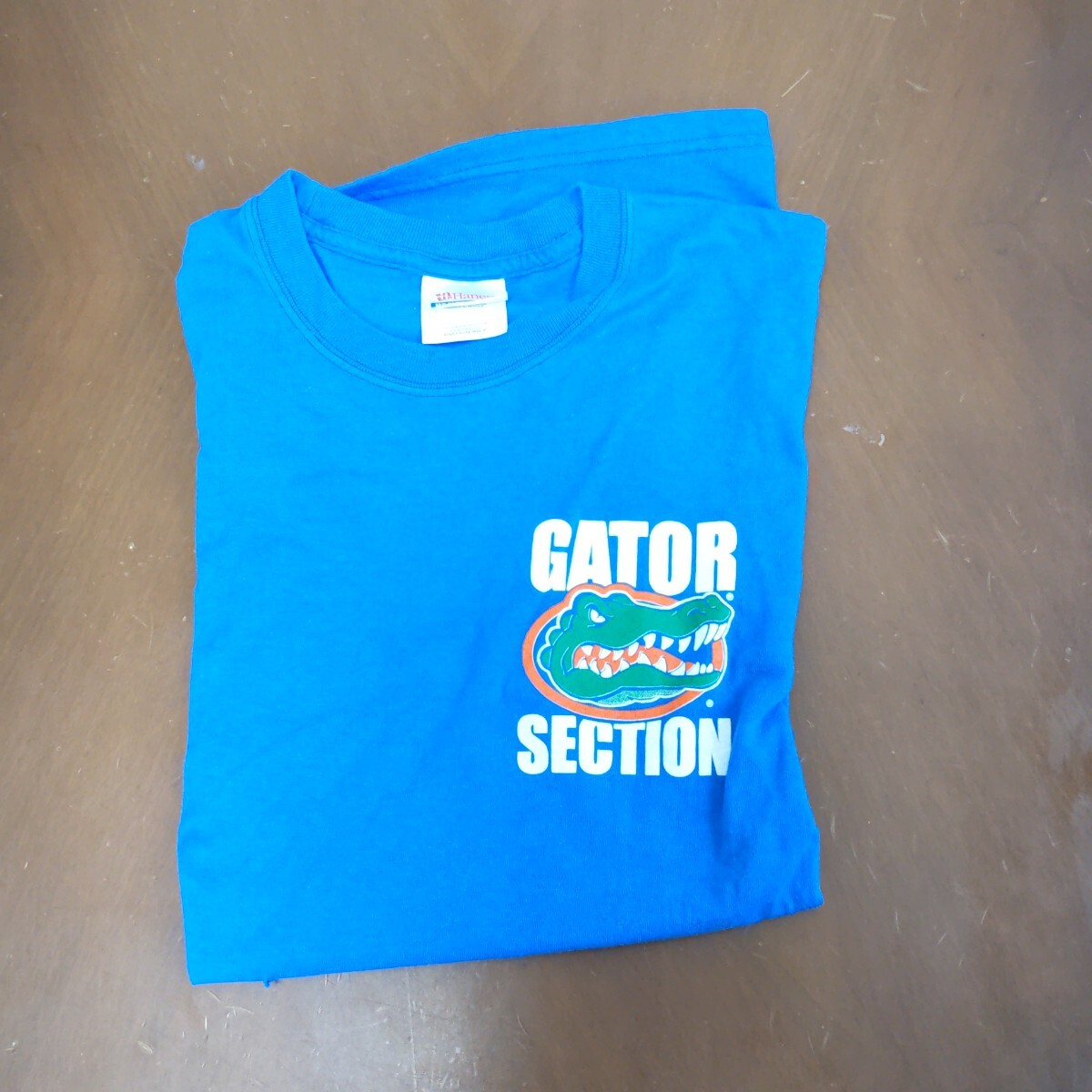 未使用　Hanes GATOR SECTION カレッジTシャツ ブルー 　サイズS34-36フロリダ大学、公式キャラクター　ゲイターズ