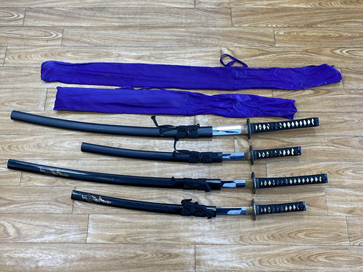 ４本セット【美術刀剣・模擬刀・コスプレ】模造刀剣 合金刀身 超得　大小セット 大刀100cm 小刀66cm　