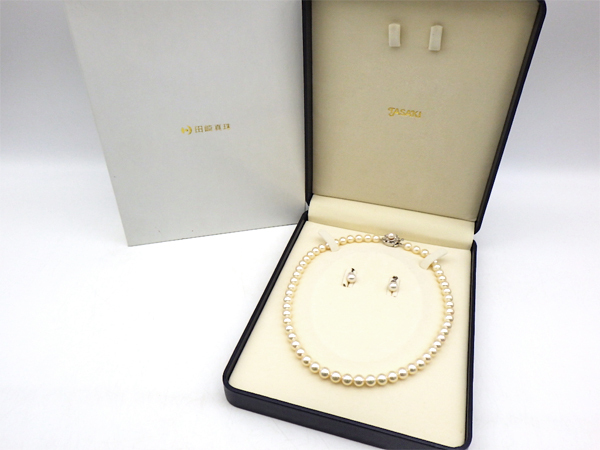 TASAKI タサキ 田崎真珠 パールネックレス・イヤリング 2点セット ケース付 アクセサリー ジュエリー