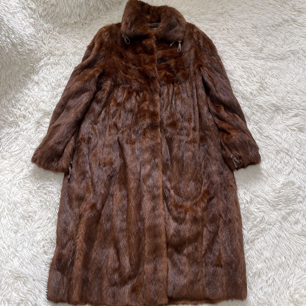【良品】EMBA エンバ パステルミンク ロングコート 丈112cm リアルファー 本毛皮 ファーコート MINK ミンク なめし柔らか