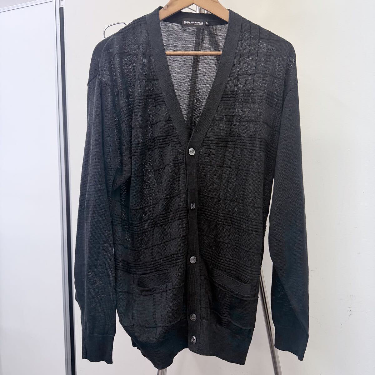 【BON GIOVANE】ボンジョバネ Vネックカーディガン ブラック 薄手 3L ※最終価格 ※最終出品