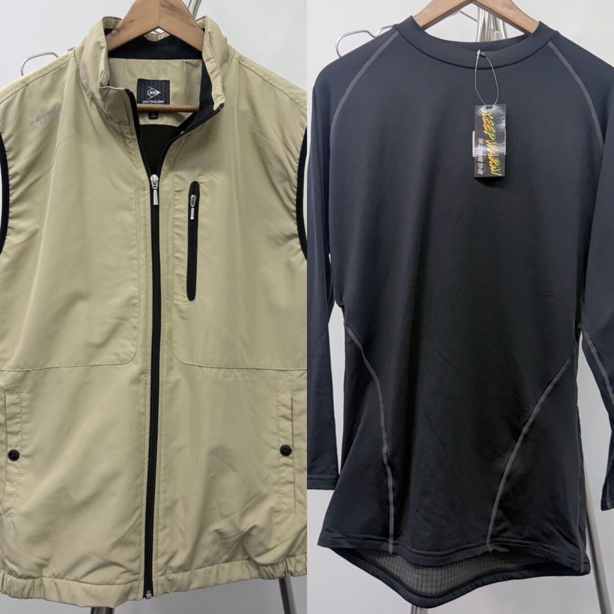 【DUNLOP】ジップアップベスト ベージュ 厚手ヒートテック 職人 現場服 作業着 アウトドア 3Lサイズ