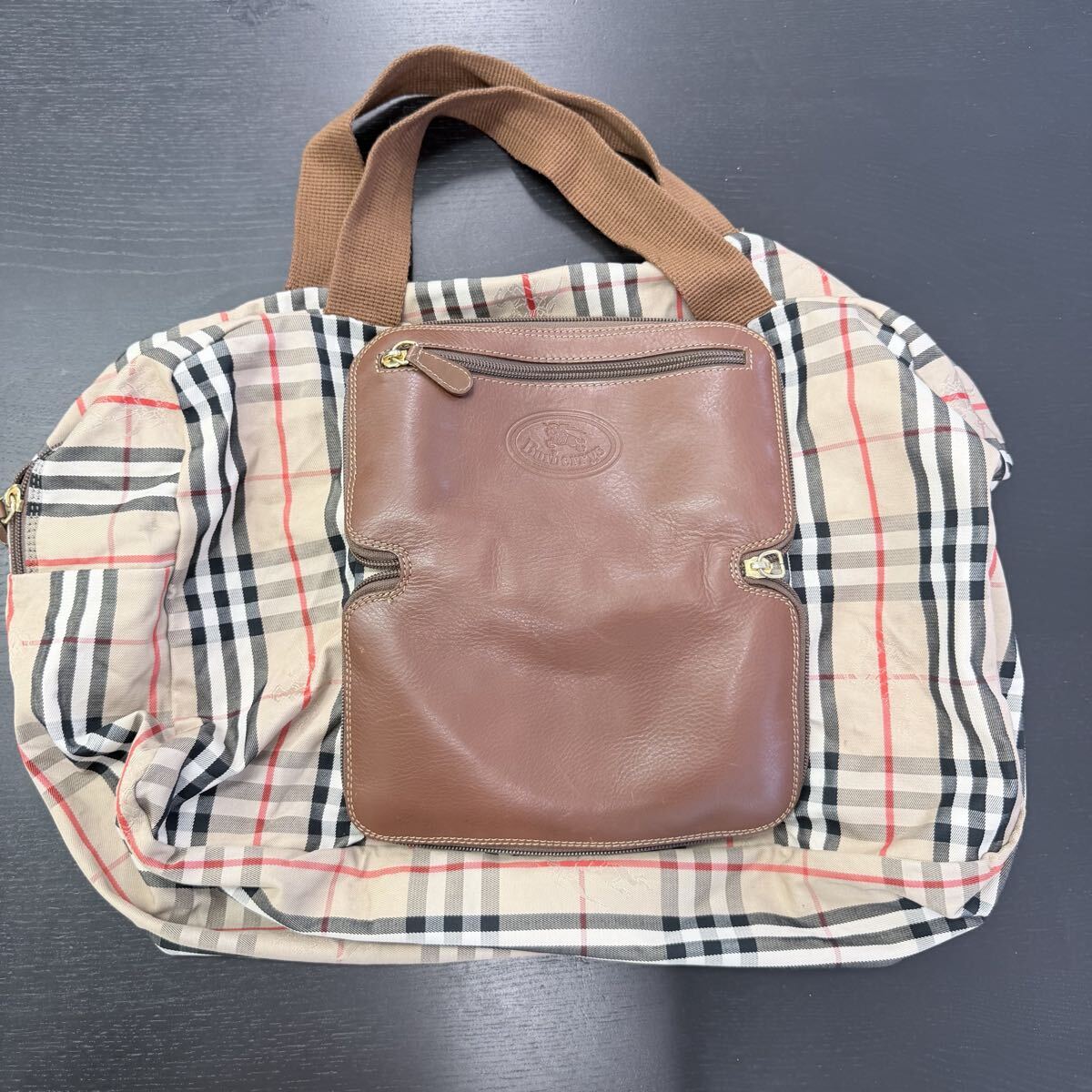 【BURBERRY】バーバリー トートバッグ レザー 折りたたみ収納 エコバッグ サブバッグ ヴィンテージ