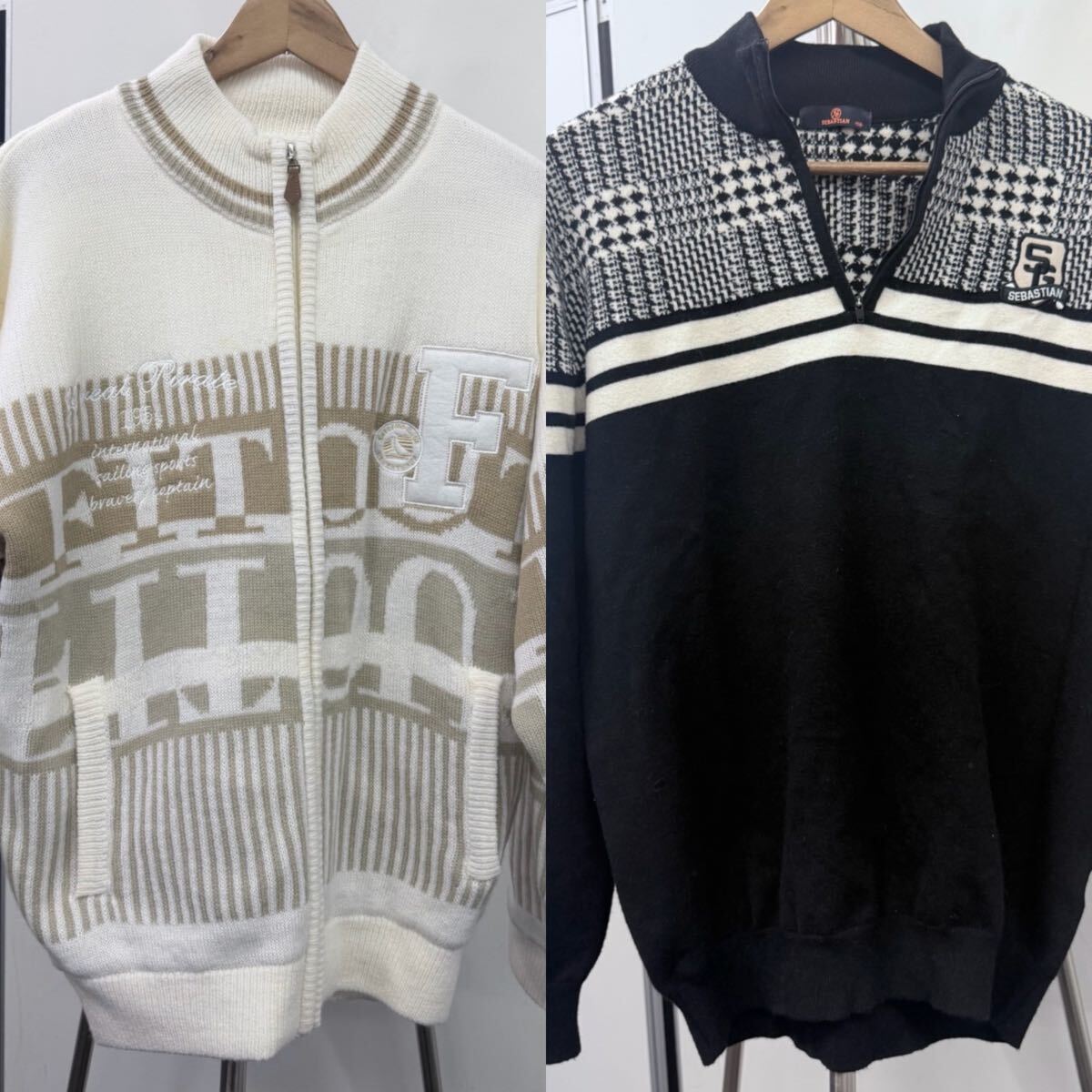 【ゴルフウェア】ニット ハーフジップ セーター ビッグロゴ