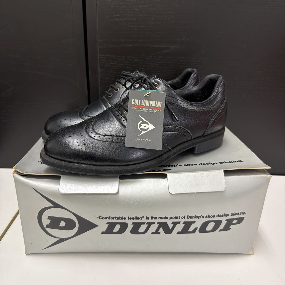 【DUNLOP】ダンロップ ゴルフシューズ ウィングチップ メンズ レザー 黒 ブラック 24cm タグ付き