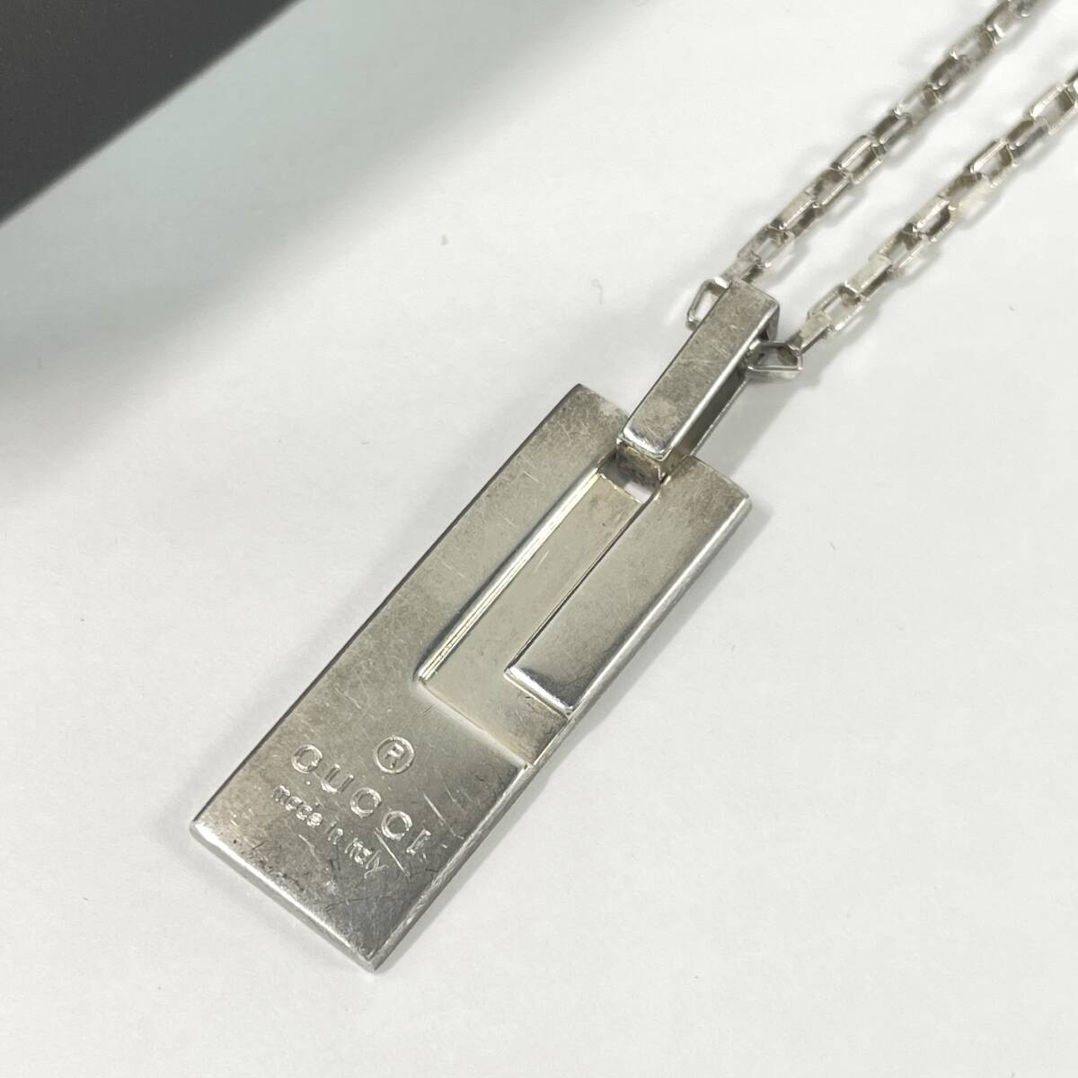 2603M3615 GUCCI グッチ ロゴプレート ネックレス 重量約16.9g 全長約50.2cm 925刻印有 箱付