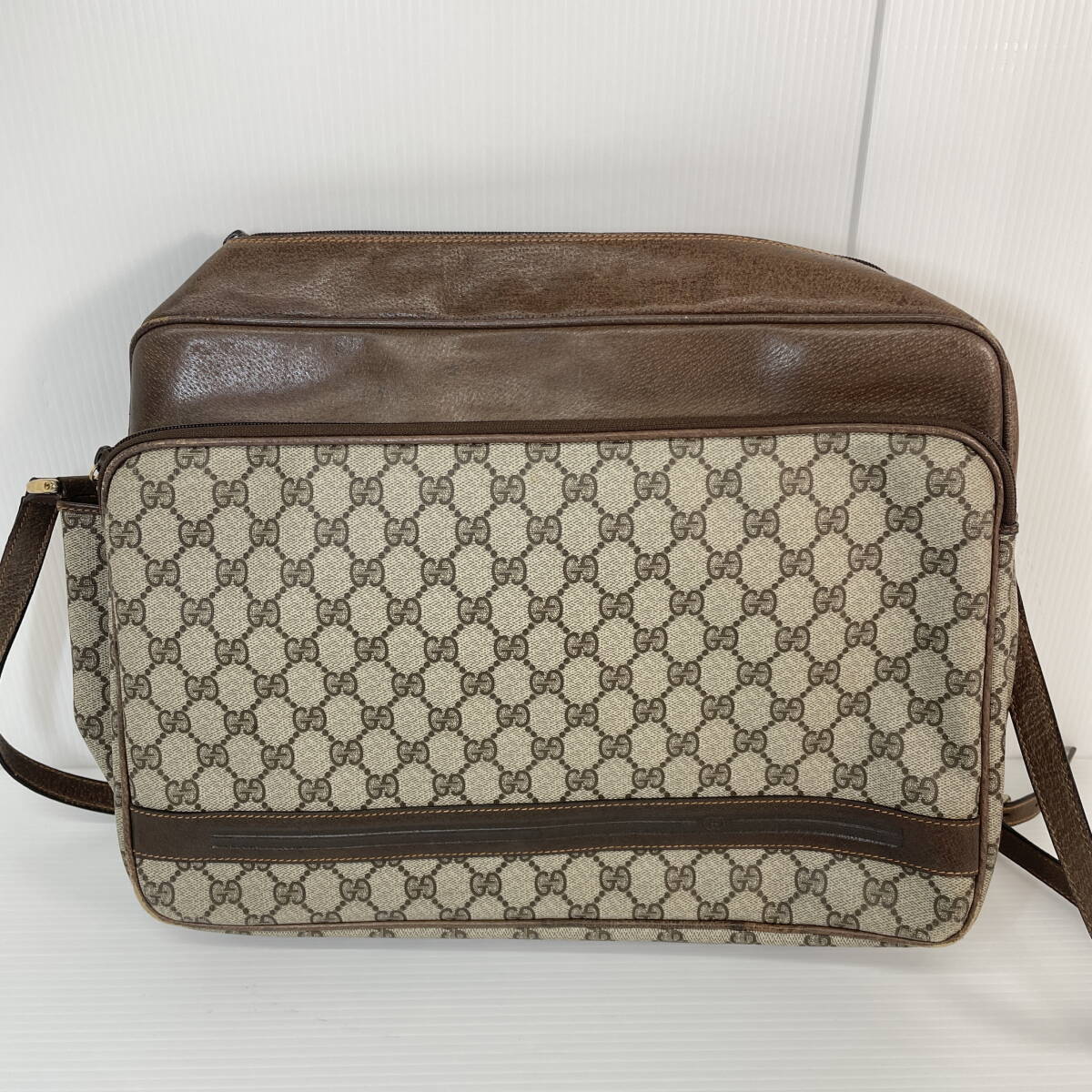 2603M3708 GUCCI グッチ オールドグッチ PVC×レザー ショルダーバッグ