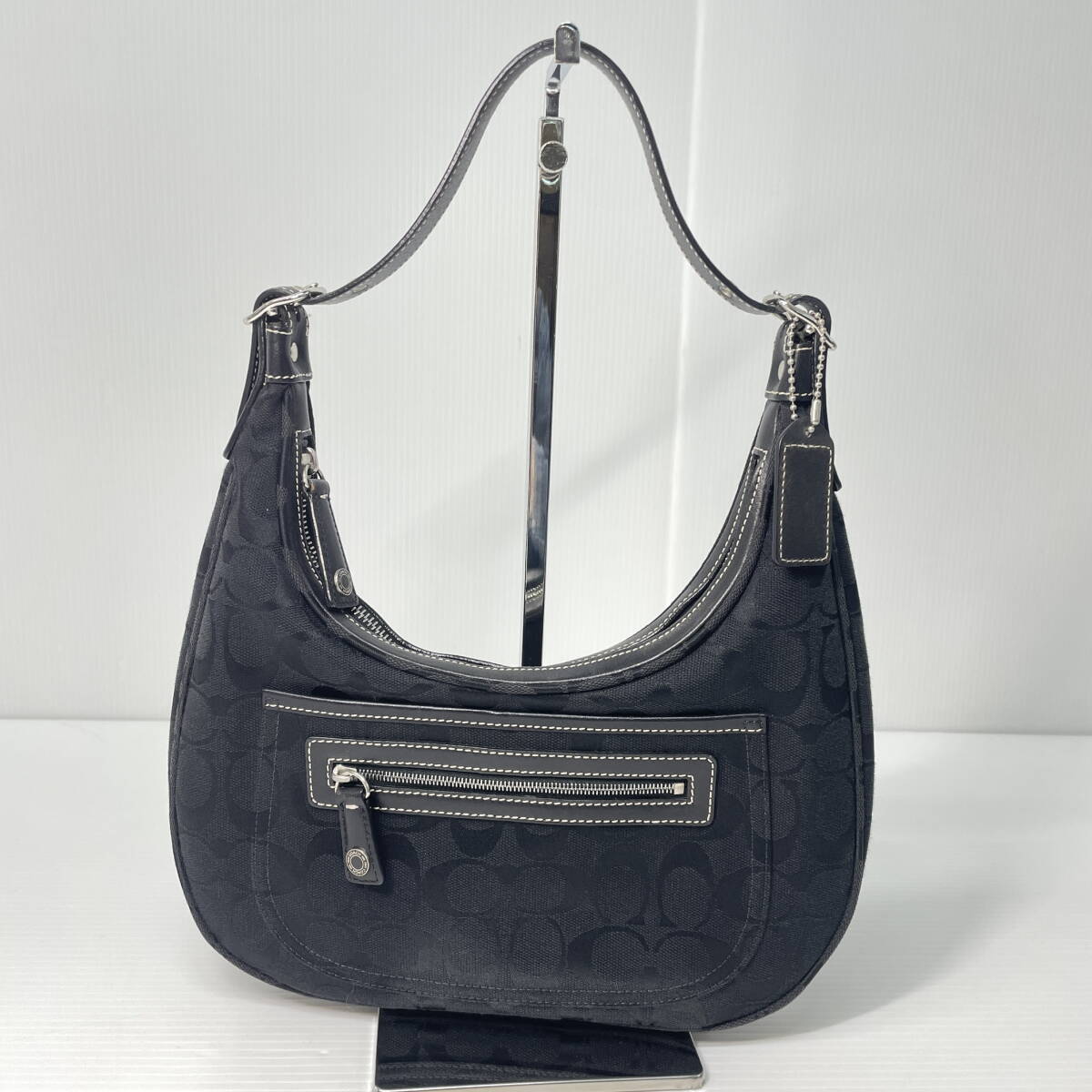 2603M3709 COACH コーチ 6045 シグネチャー キャンバス×レザー ワンショルダーバッグ 黒 ブラック