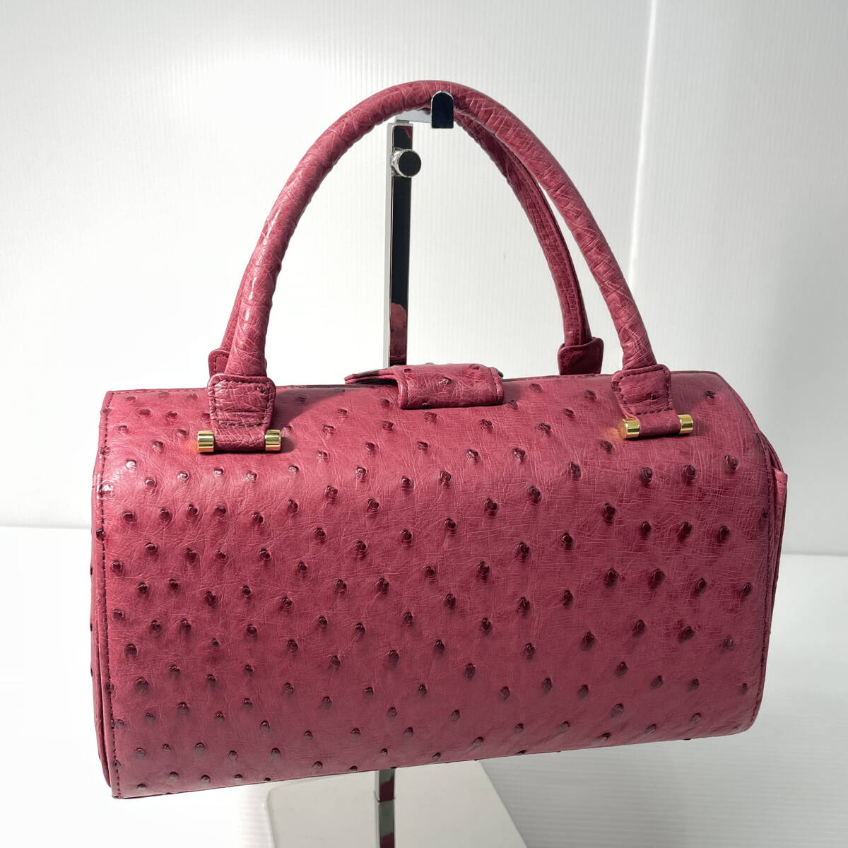 2603M3715 オーストリッチ レザー ハンドバッグ ボルドー