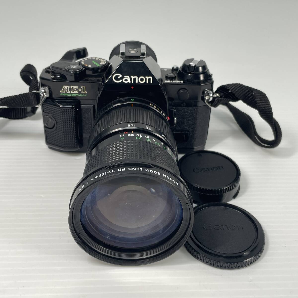 2603M4107 Canon キヤノン フィルムカメラ AE-1 PROGRAM/レンズ CANON ZOOM LENS FD 35-105mm 1：3.5 現状品