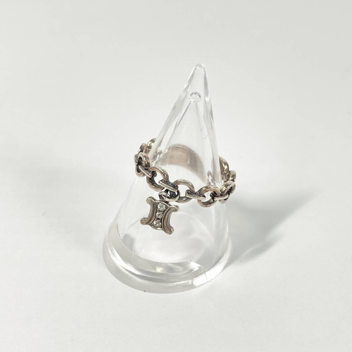 2603M3412 CELINE セリーヌ マカダム 石付チャーム リング 指輪 重量約2.9g 925刻印有