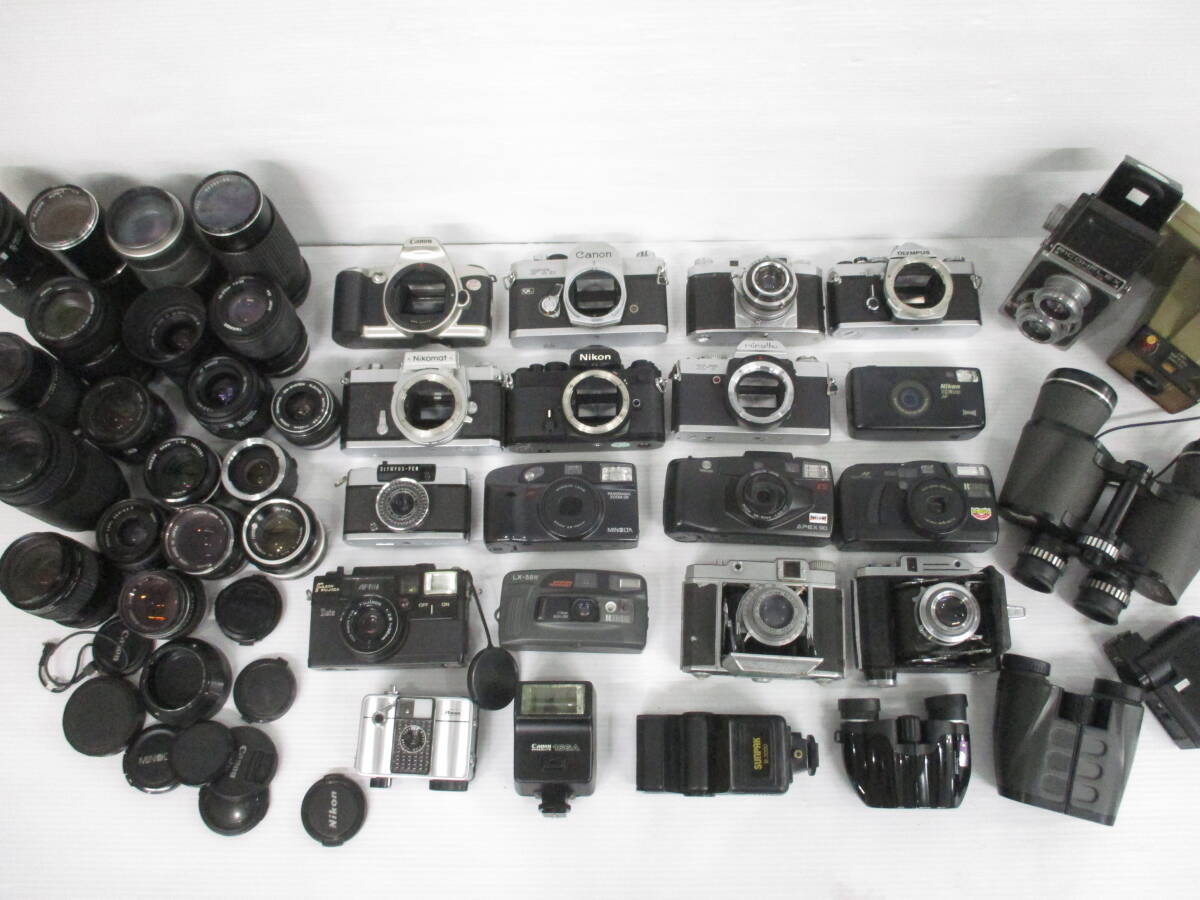 2604KK004 【1円～】Canon キャノン/Nikon ニコン/ OLYMPUS オリンパス 等 フィルムカメラ レンズ 大量おまとめ ジャンク品