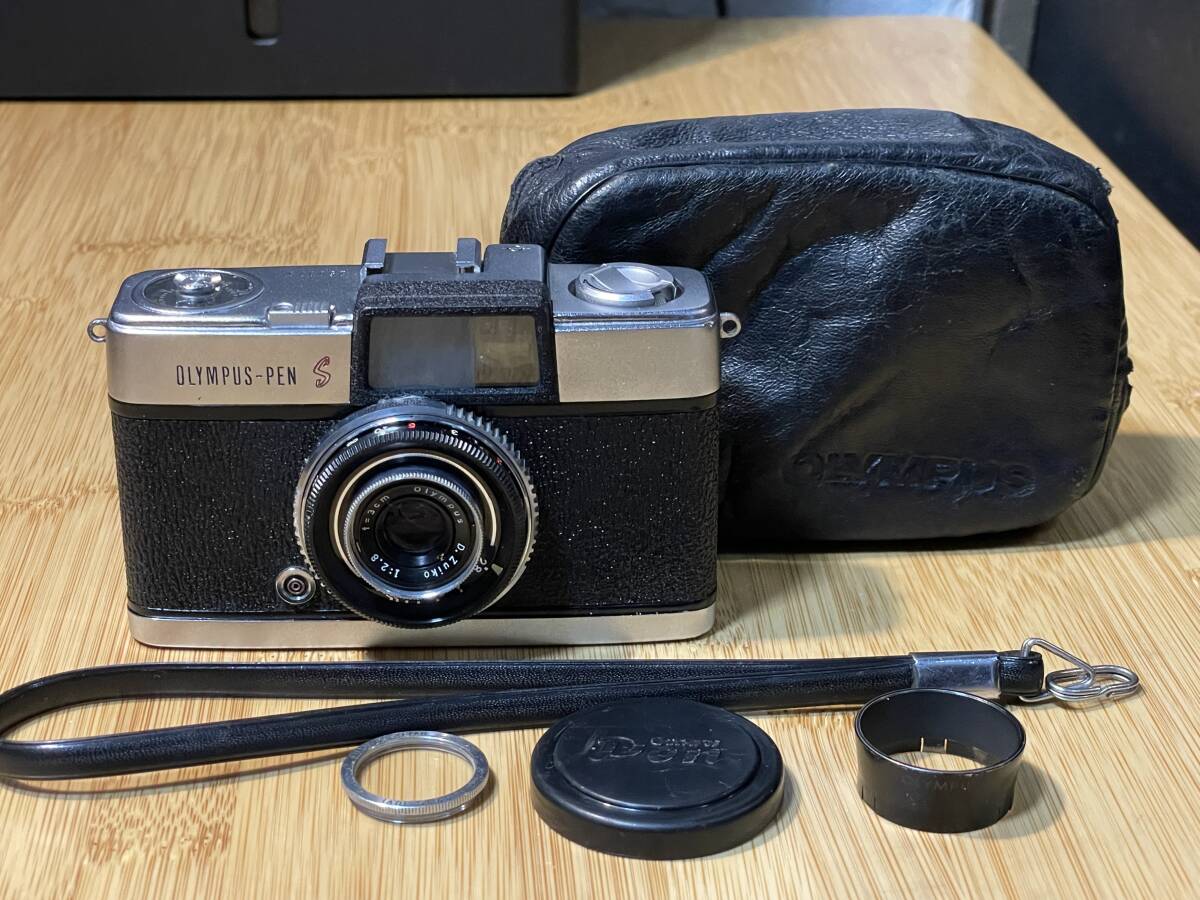 【動作確認メンテ済み 美品】オリンパス OLYMPUS-PEN S 2.8 希少フード等オプション多数