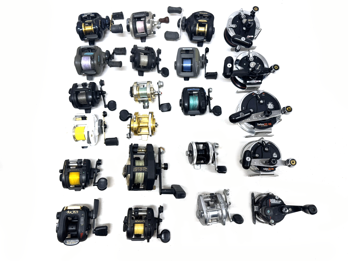★ジャンク品★ ダイワ シマノ等 チヌ イカダ用リール 22台セット DAIWA SHIMANO チヌマチック バイキング ベイトリール GS-70 GS-88 等