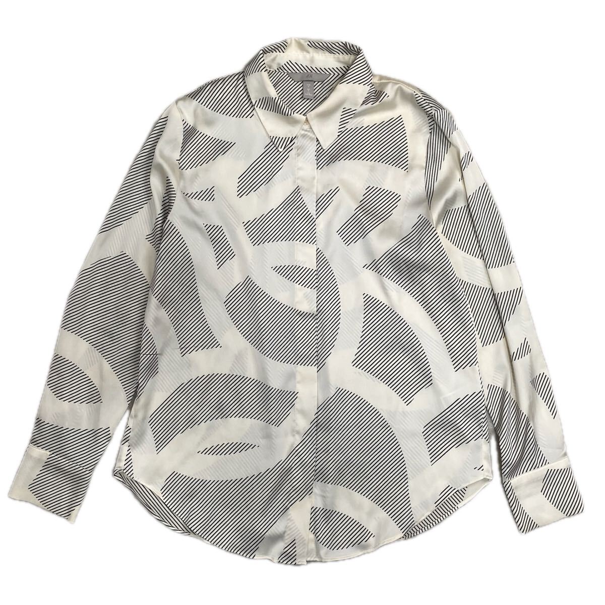 H&M エイチアンドエム 長袖シャツ ブラウス 総柄 柄シャツ ポリシャツ ストレッチ レディース EUR Sサイズ