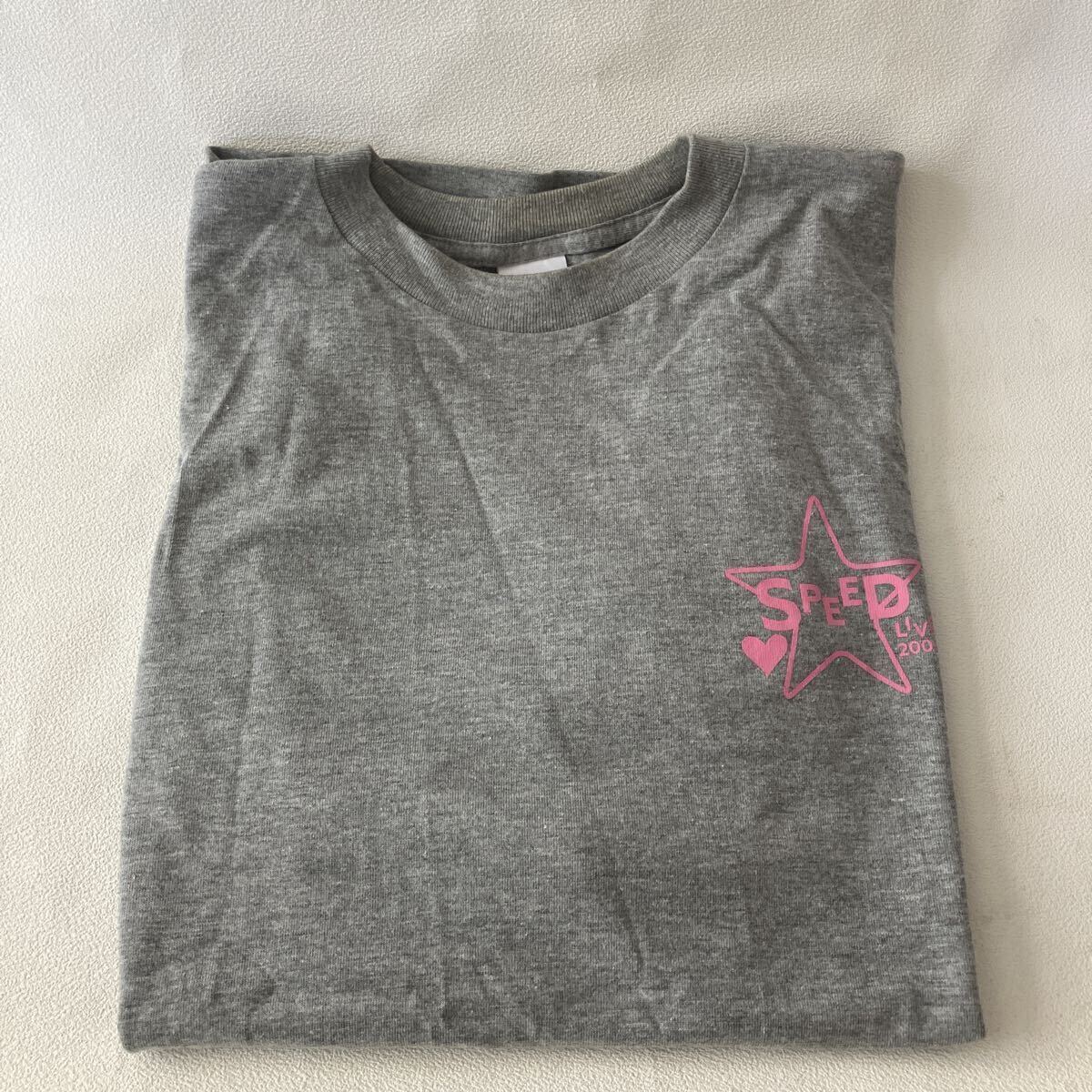 c674 60 ライヴ 半袖Tシャツ SPEED LIVE 2003 グレー ラージサイズ表記 首周り変色有り メンズ？ 大きめ 歌手 コンサート グッズ 
