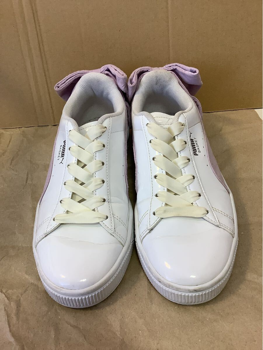 ーNo.50 PUMA プーマ スニーカー カジュアルシューズ 白 ホワイト ピンク リボン　23.0㎝