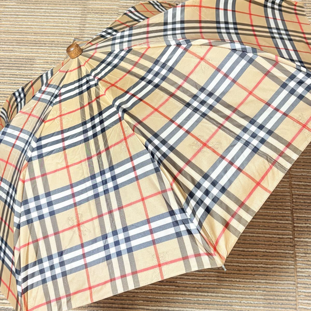 Burberrys BURBERRY バーバリーロンドン　ノバチェックキャメル　英国製　小傘　シャドーホース　希少　レア