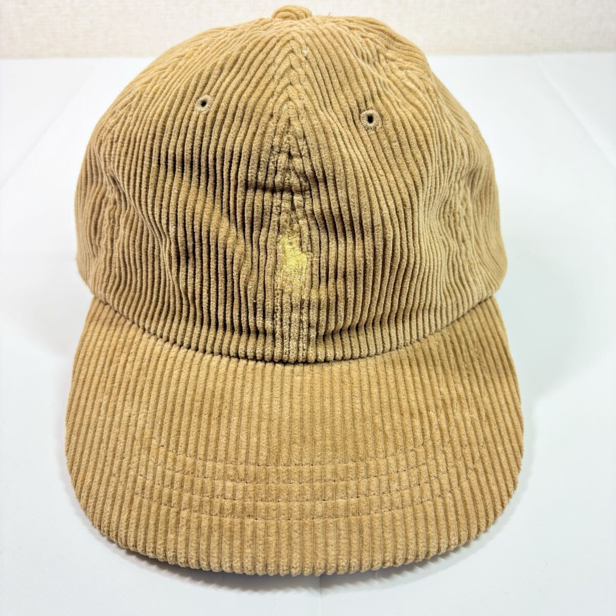 90s ヴィンテージ　POLO RALPH LAUREN ポロラルフローレン　コーデュロイキャップ　ベージュ　キャップ　 帽子　古着