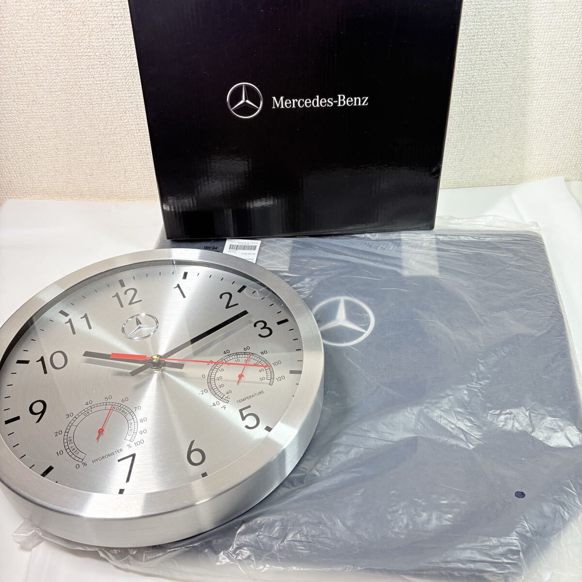 未使用品　Mercedes Benz 壁掛け時計＋トートバッグ　メルセデス　ベンツ ノベルティ