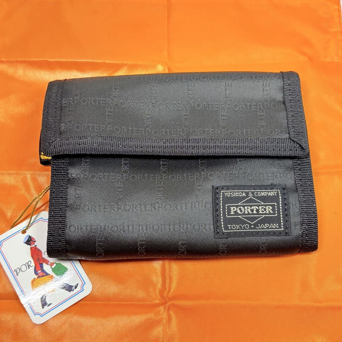 美品タグ付き　PORTER ポーター 吉田カバン 財布 ウォレット ナイロン ブラック　文字ロゴ総柄