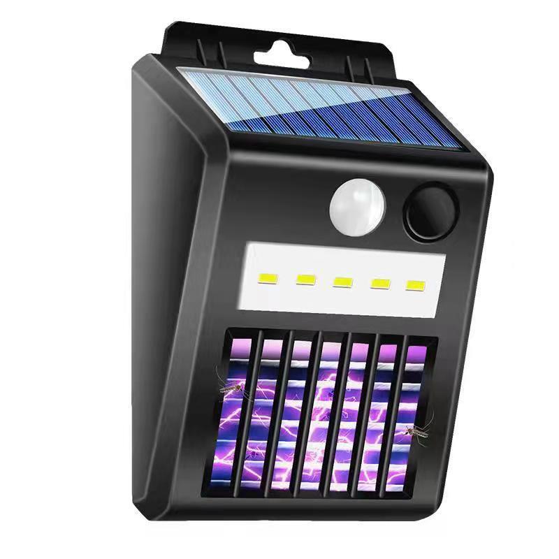 1台2役 電撃殺虫器 ソーラー蚊取り器 殺虫ライト ソーラー 害虫退治＆人感照明 人感センサー 虫取り 捕虫器 誘蛾灯 屋外 照明 自動点灯
