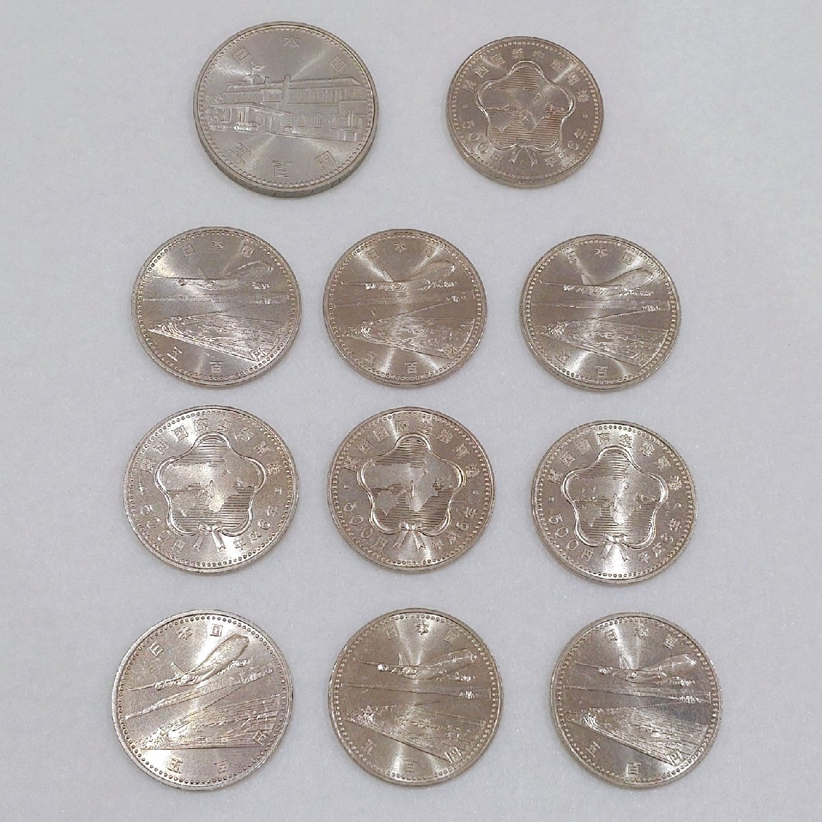 記念硬貨　まとめ売り　内閣制度創始100周年記念 500円 (昭和60年) ×1枚 / 関西国際空港開港記念 500円 (平成6年) ×10枚　コイン