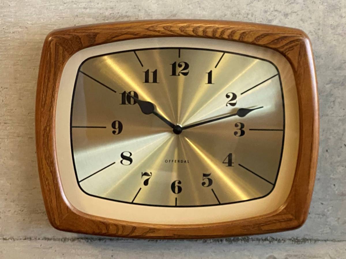 Midcentury Style Wall Clock Brown×Gold(検索 北欧ビンテージ,サンバースト,ミッドセンチュリー,イームズ,50's,60's,スペースエイジ