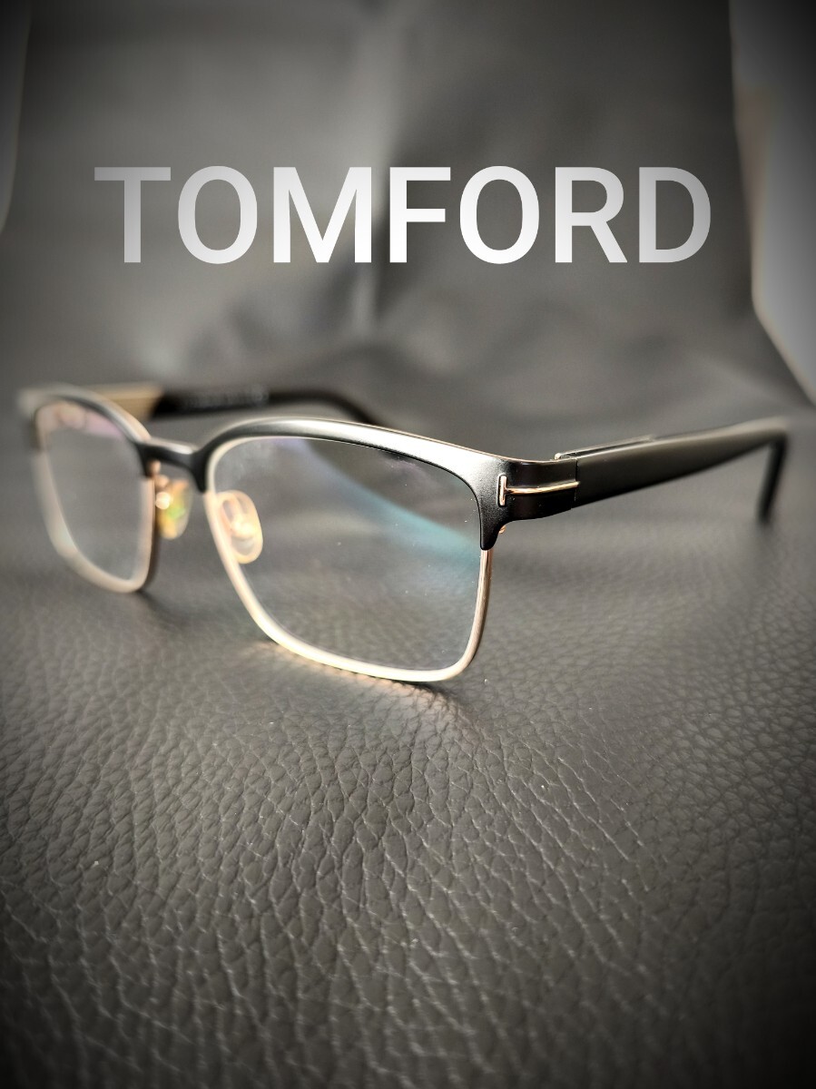 良品 TOM FORD トムフォード メガネ 眼鏡 黒× 金 ゴールド
