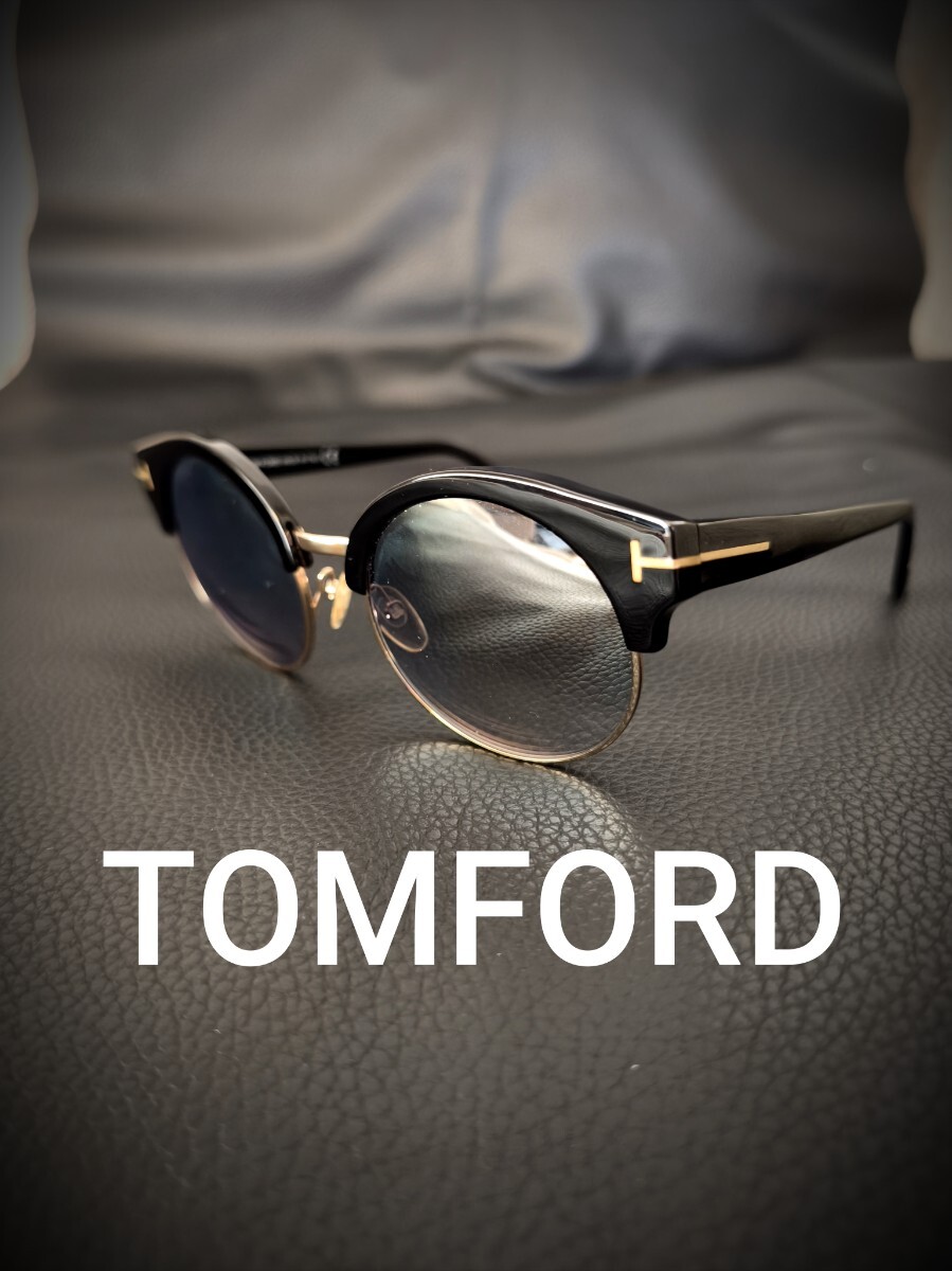 良品 TOM FORD トムフォード【Alissa-02 TF608】最高級ブローフレーム サングラス 有名人愛用ブランド イタリア製 定価約6万円 メガネ 眼鏡