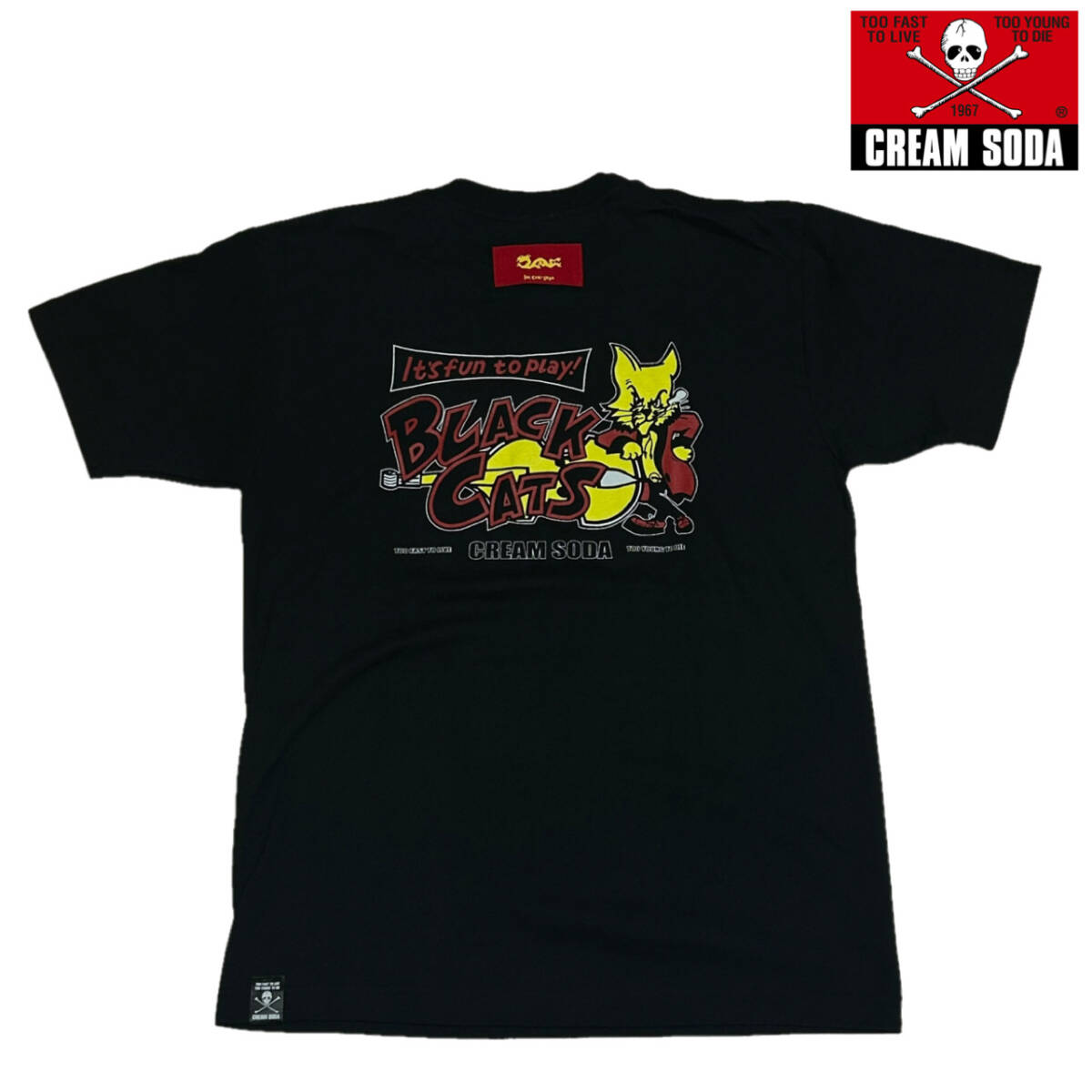 【極希少】美品!! CREAM SODA クリームソーダ CS BC ネコTシャツ サイズL ピンクドラゴン ロカビリー