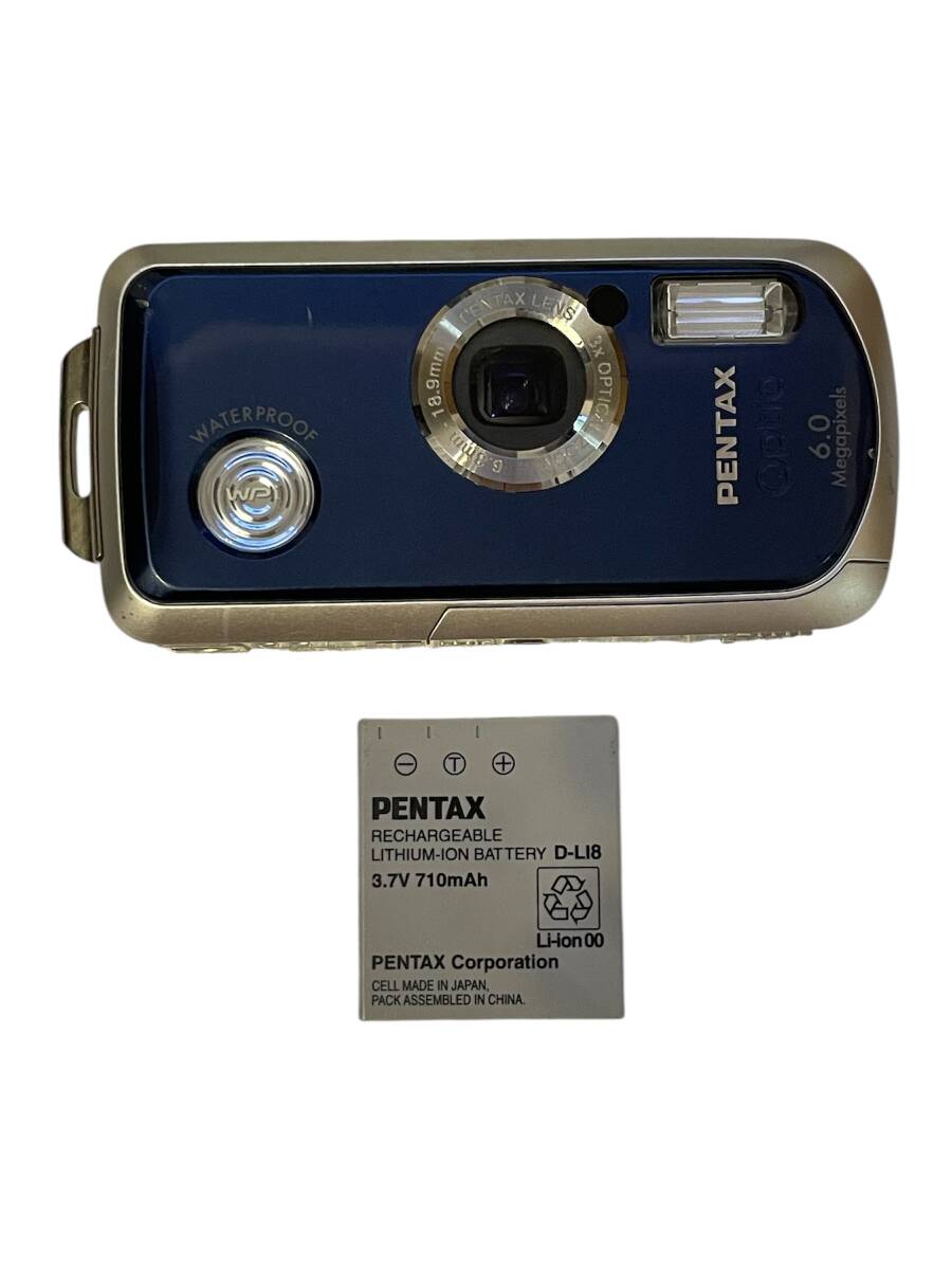 PENTAX Optio WPi　ペンタックス　ネイビーカラー　コンパクトデジタルカメラ　バッテリー付き　通電確認済み　