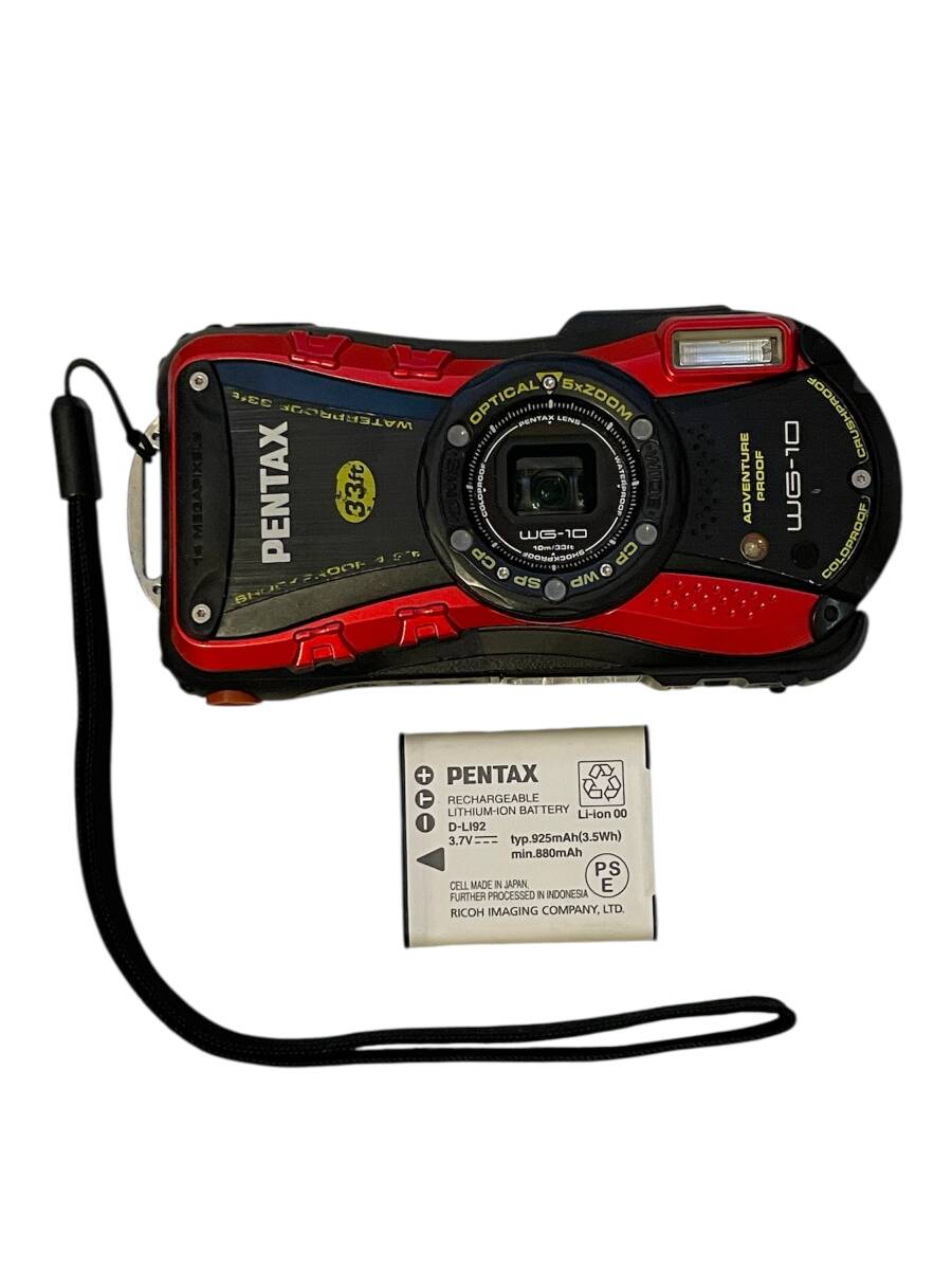 PENTAX WG-10 ペンタックス　レッド　コンパクトデジタルカメラ　バッテリー付き　通電確認済み　