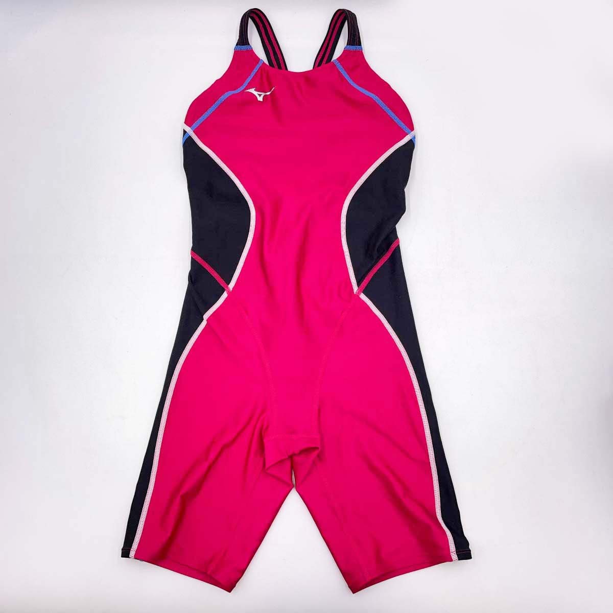 【中古】ミズノ 競泳水着 ST Lala レーシング FINA承認 ハーフスパッツスーツ XL レッド×ブラック N2MGB245 MIZUNO レース 競技用