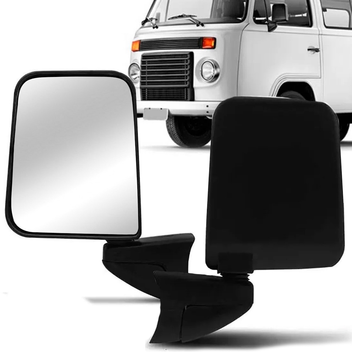 アウト サイドミラー 外 ブラック 黒 モダン 左右 ペア 2個セット フォルクスワーゲン VW T2 バス コンビ トランスポーター ベイウインドウ
