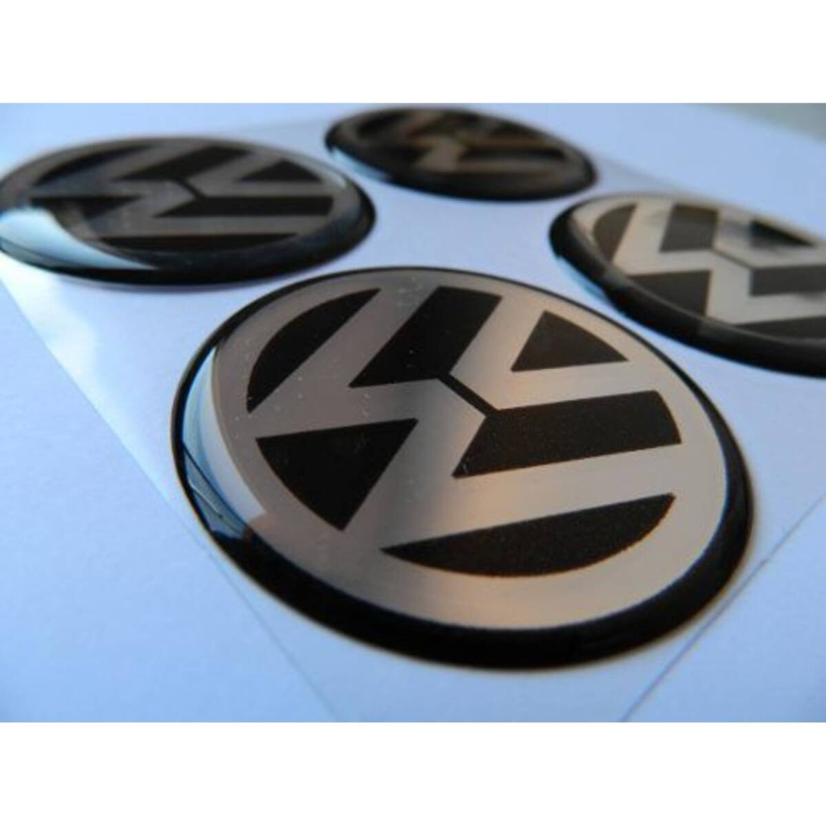 エンブレム 丸 51mm VW Volkswagen フォルクスワーゲン ブラック 黒 クラシック ロゴ ホイールキャップ 4枚 セット キット ヴィンテージ