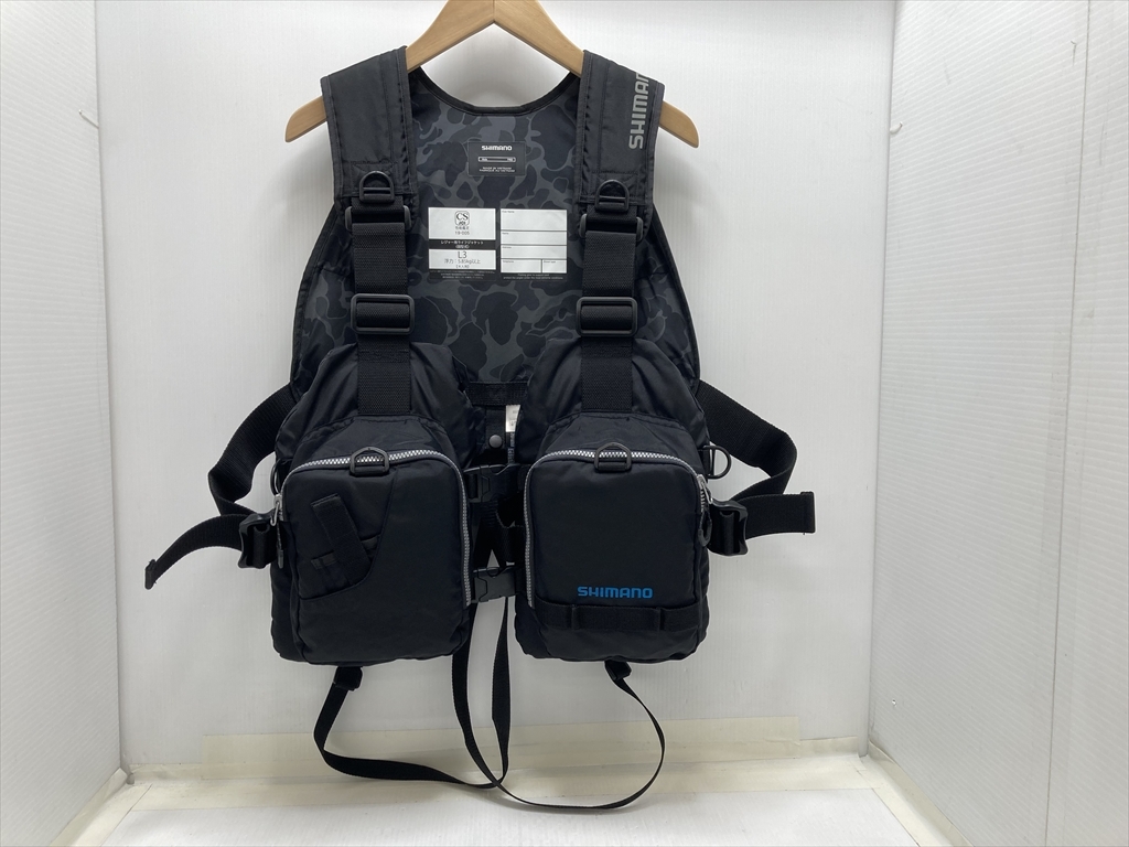 下松)SHIMANO シマノ レジャー用ライフジャケット L3 フリーサイズ ブラック 現状品 ◆★P260401R03A PD01A