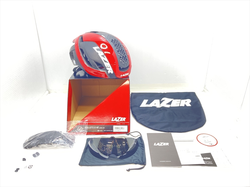 下松)LAZER レーザー ヘルメット BULLET 2.0 AF バレット2.0 レッド Lサイズ 58-61cm 2018年製 現状品 ◆★B260416R01A PD16A