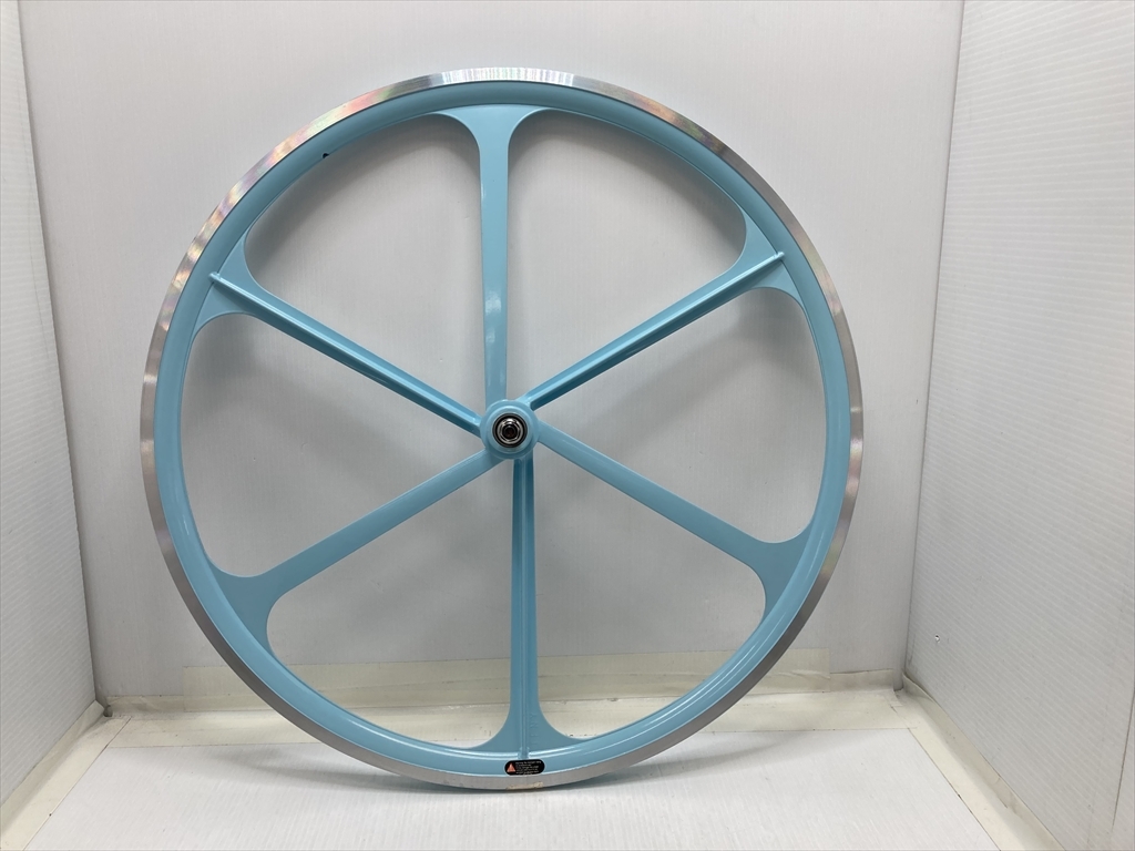 下松)FUN ファン RiderzCafe ライダーズカフェ ピスト クローバーリム リフロントホイール 700c 水色系 ◆★B260420R10B PD20A