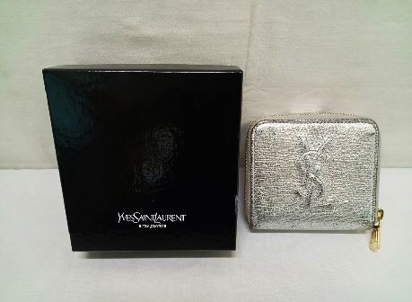 下松)サンローランパリ SAINT LAURENT PARI S 2つ折り財布 568985 シルバー ◆N2210080 JK28B