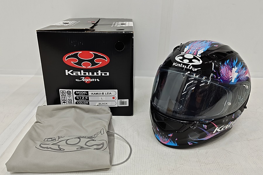 下松)KABUTO KAMUI-3 LEIA ブラック インナーサンシェード付きフルフェイスヘルメット Lサイズ 2022年製 ▲★C260413N04B PD13C