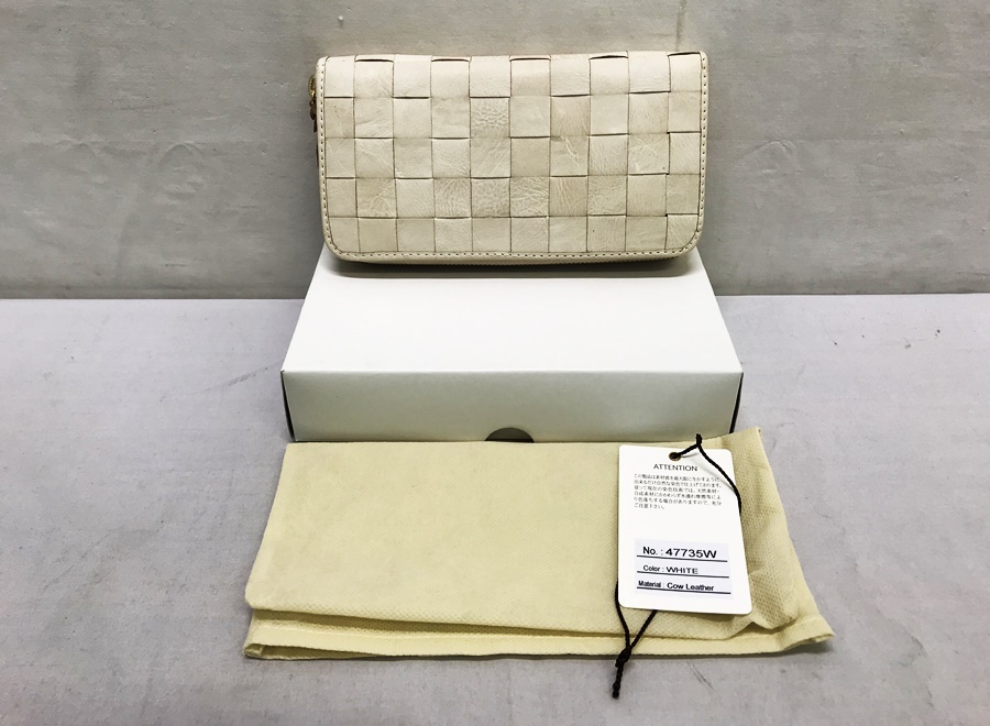 下松)zuchero filato ズッケロフィラート レザー長財布 カウレザーウォレット 47735W メッシュ ホワイト系色 ◆M2208051 JH24B