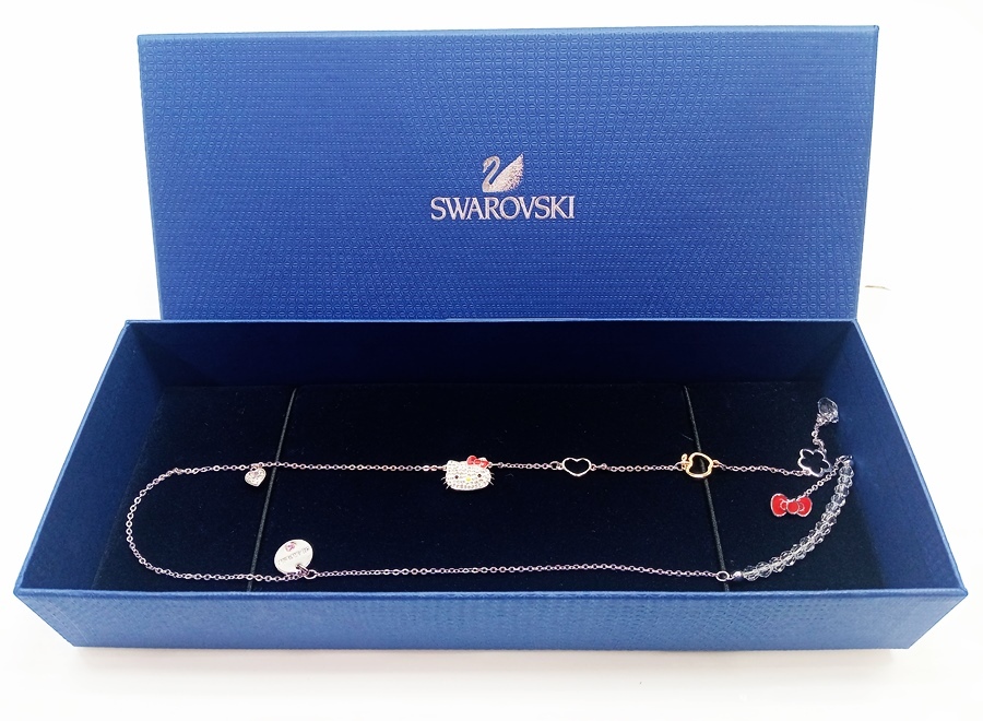 下松)【美品】WAROVSKI スワロフスキー サンリオ コラボ ハローキティ ネックレス ◆N2604051 PD16A